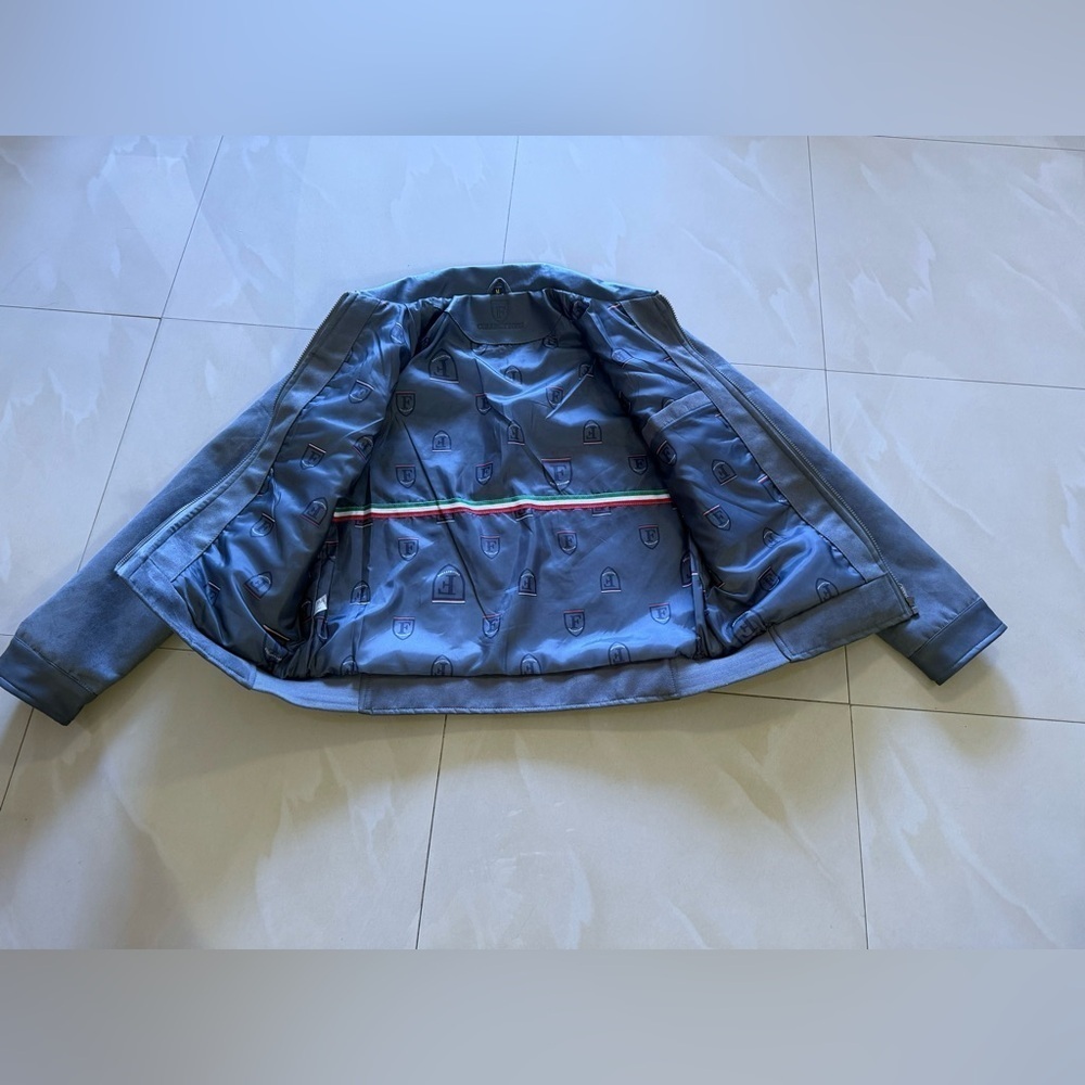 FERRARI F COLLECTIONS — MADE IN ITALY, FAUX LEATHER, SUEDE, GREY, LUXURY JACKET - Picture 3 of 16